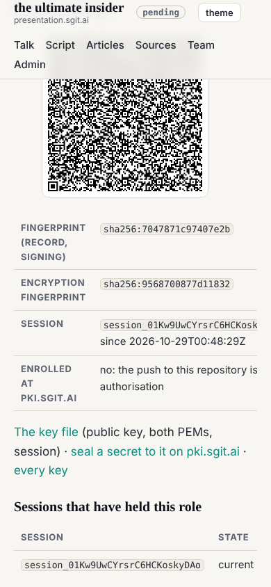 The key section at 390 wide: the session id scrolls in its table