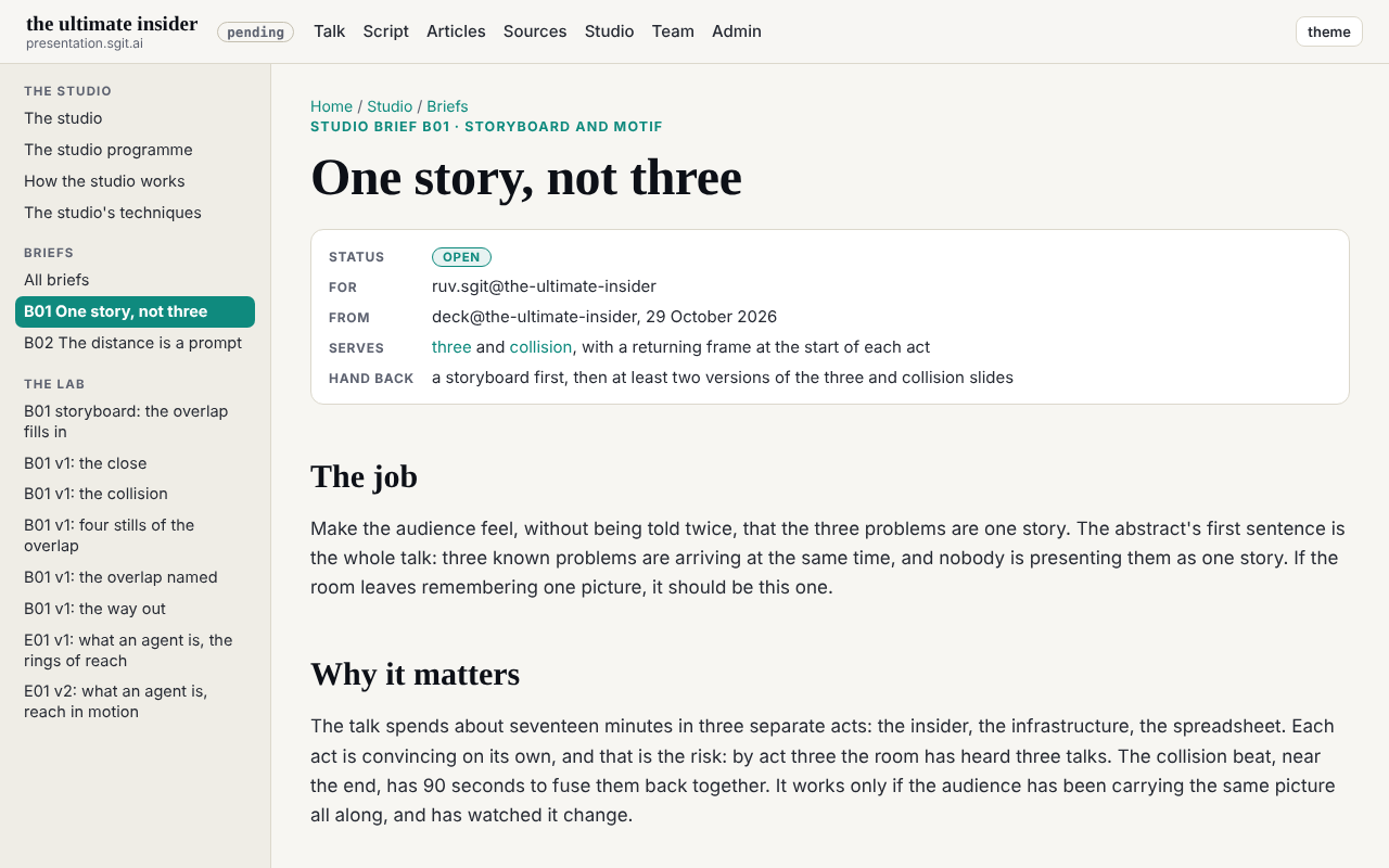 Screenshot of studio/briefs/b01-one-story.html