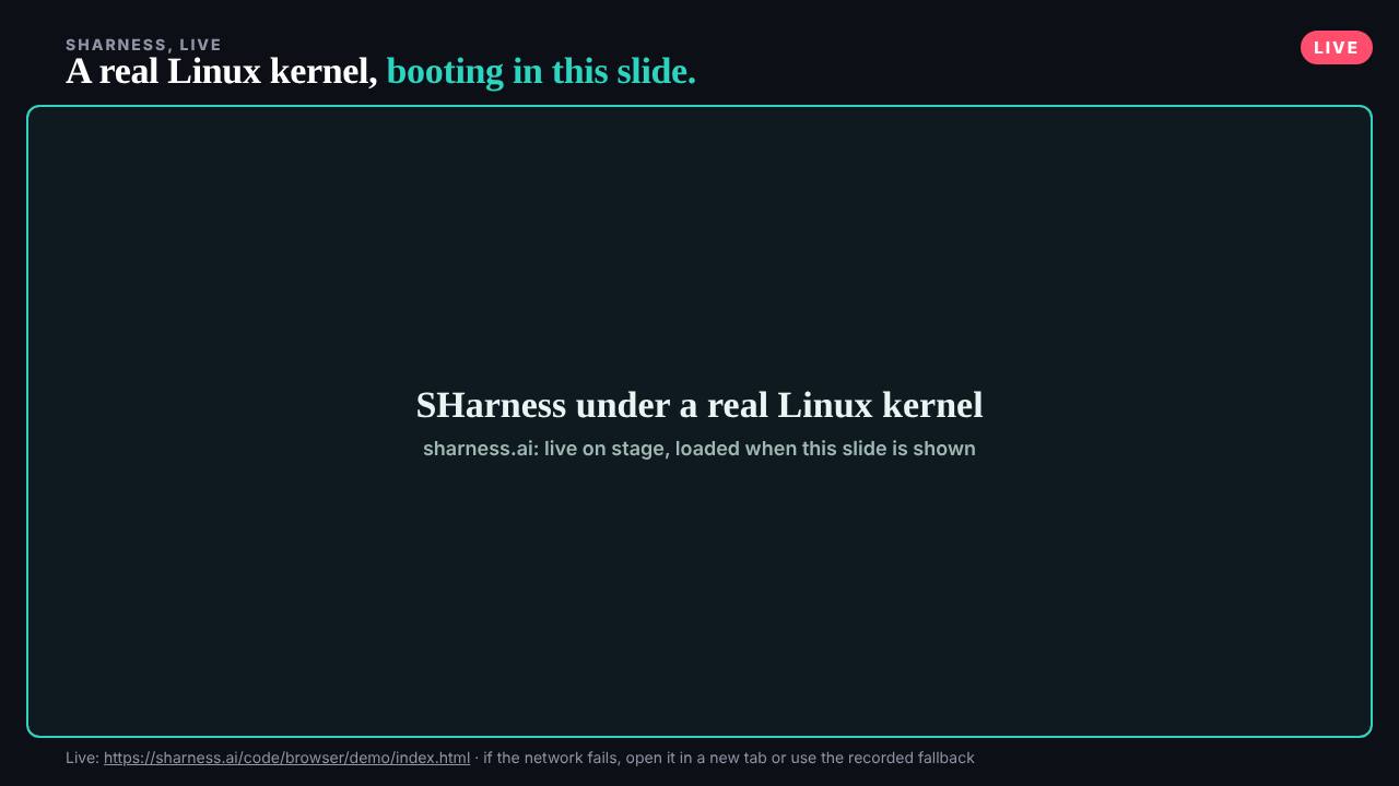 The slide: A real Linux kernel, in this tab