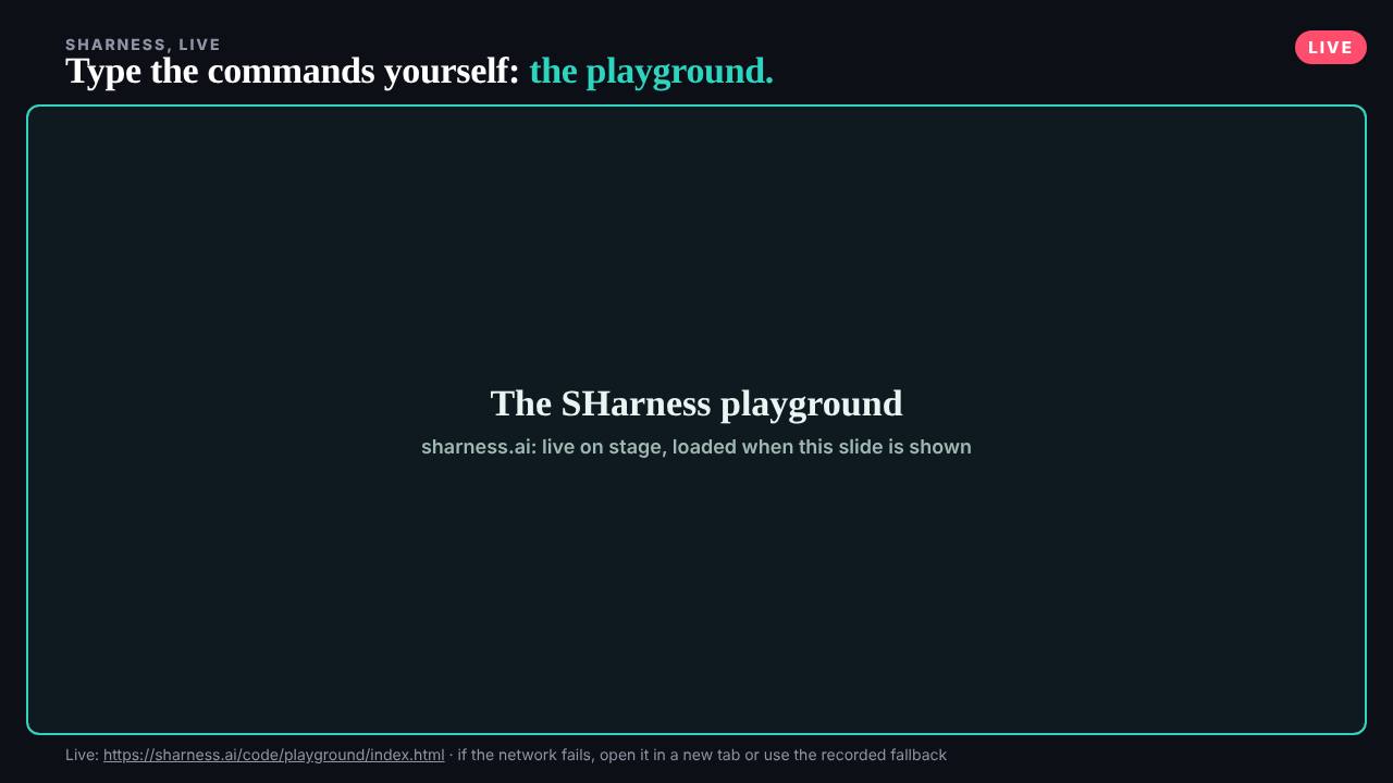 The slide: The SHarness playground