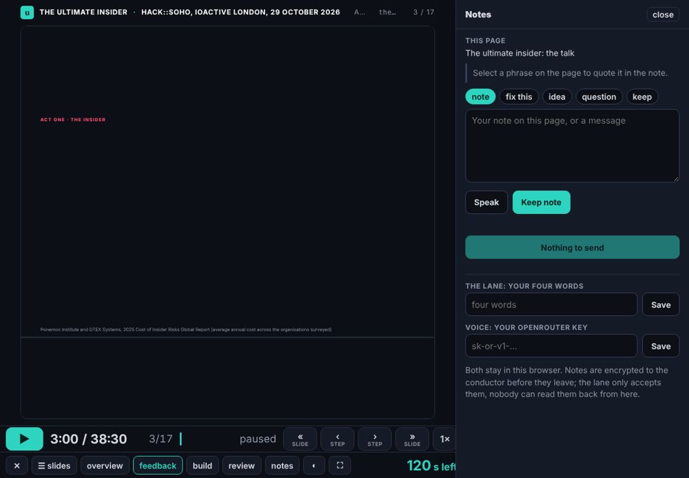 The feedback pane docked
