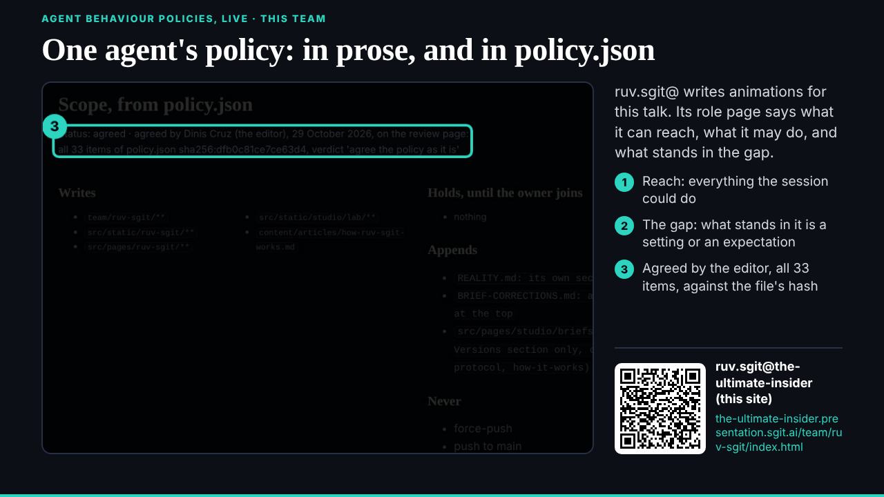 Prose, the end: agreed, in policy.json